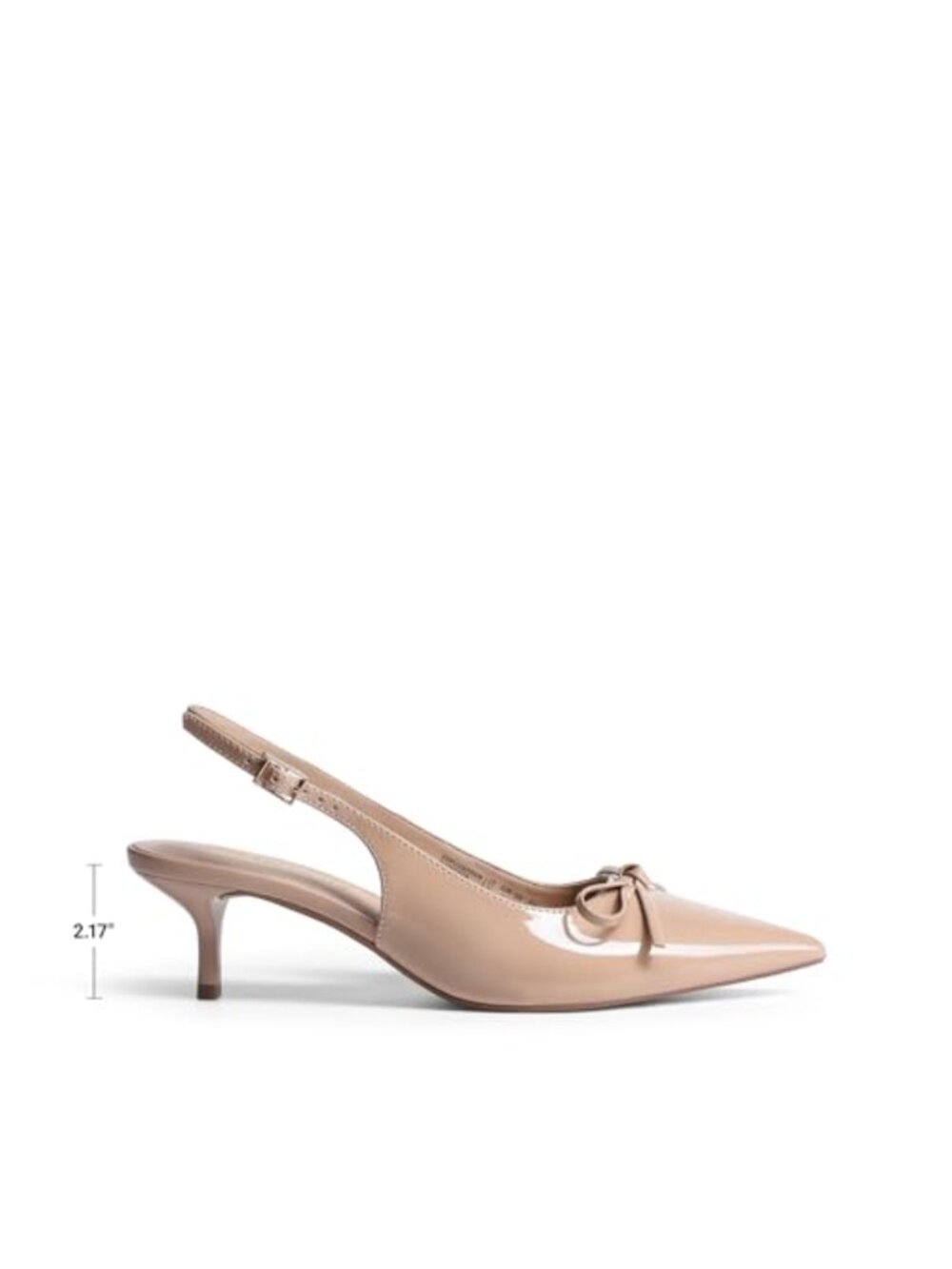 Slingback Kitten Heels Pumps with Bow Pointed Toe Low Heel Dress Shoes - Picture 3 of 6